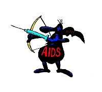 Enrico la talpa di Lupo Alberto impersona Mister Aids, tratto da Come ti frego il virus.jpg